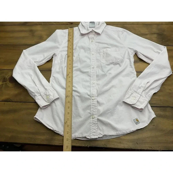 Carhartt For Woman Long Sleeve Button Down Shirt Light Pink Size Medium - Picture 6 of 8